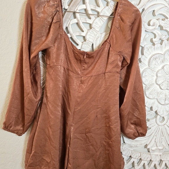 Lane 201 Women’s Metallic Brown Puff Sleeve Long Sleeve Romper Size M - Picture 6 of 8